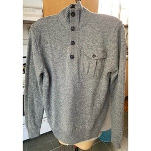 Neiman Marcus Light Grey Wool Cashmere 4 Button  Front LS Sweater Size M